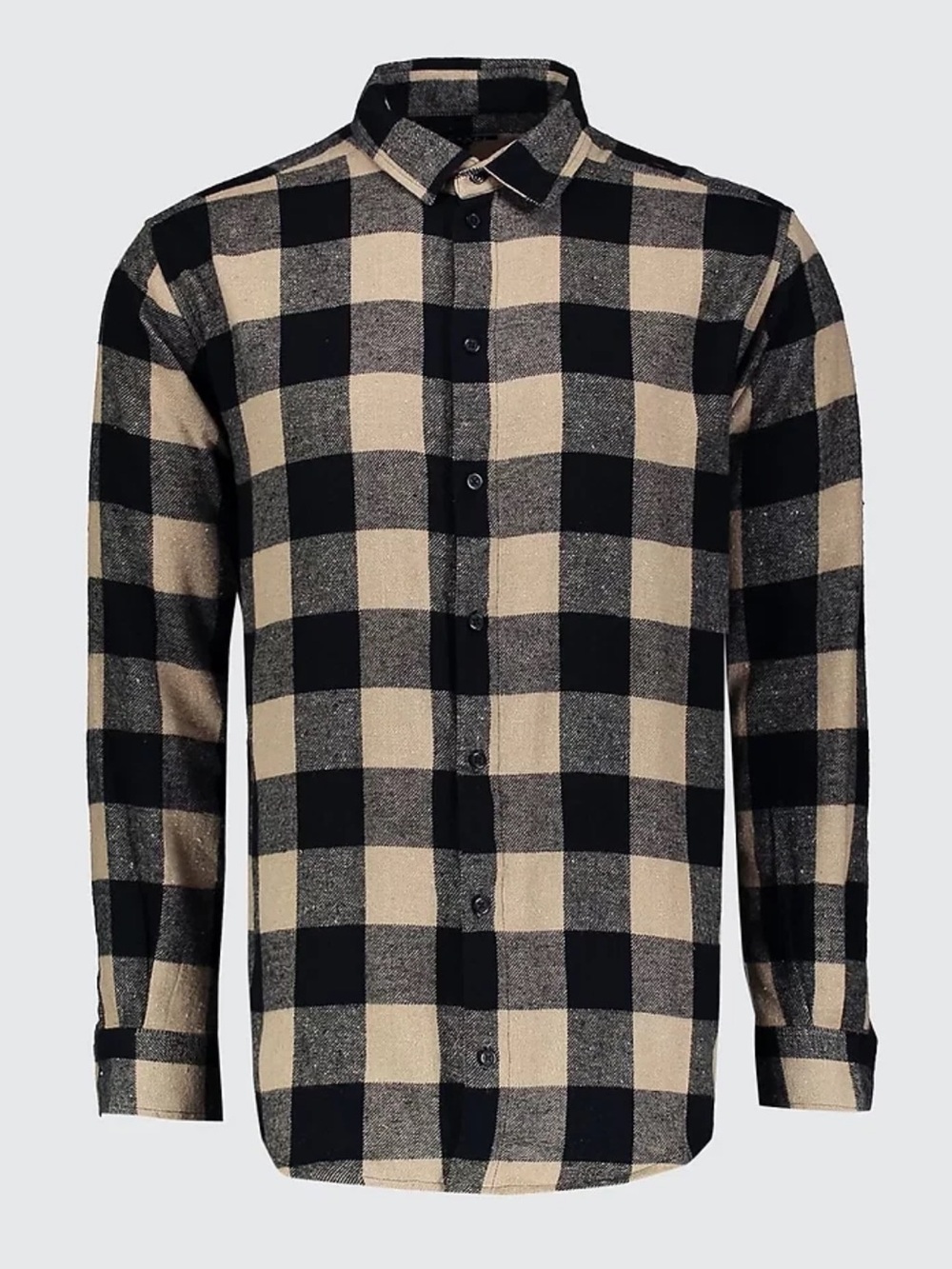 BooHooMAN Oversized Long Sleeve Camel Check Shirt Size Large